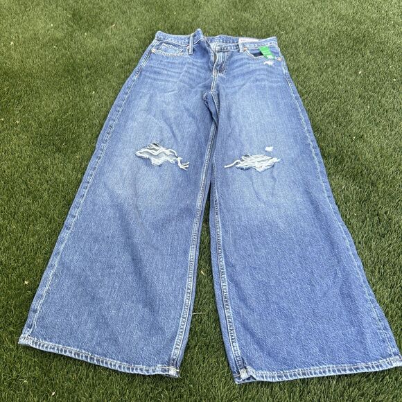 GAP Women's Jeans 27 4R Mid Rise Baggy Wide Leg Medium Wash Blue NWT - Picture 1 of 11